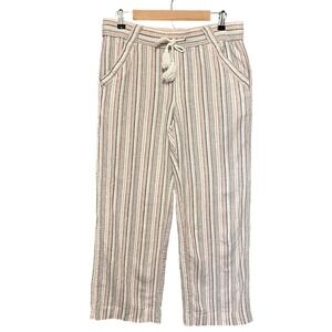 Rewind Striped Linen Blend Boho Drawstring Waist‎ Casual Pants Size L